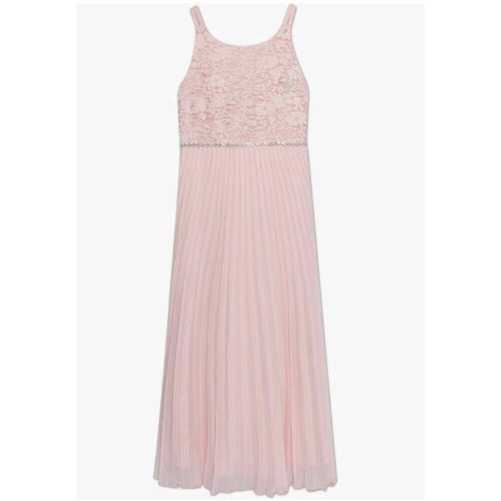 Speechless Girls' Sleeveless Maxi Party Dress with Pleated Skirt sz 7 Pink/fairy